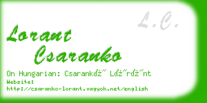 lorant csaranko business card